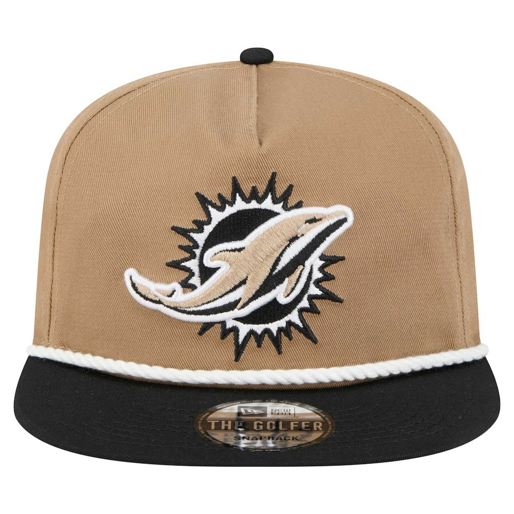 Miami Dolphins New Era Desert Golfer Snapback Hat - Khaki/Black cheap