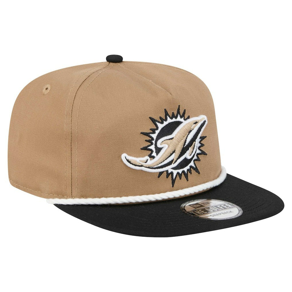 Miami Dolphins New Era Desert Golfer Snapback Hat - Khaki/Black cheap