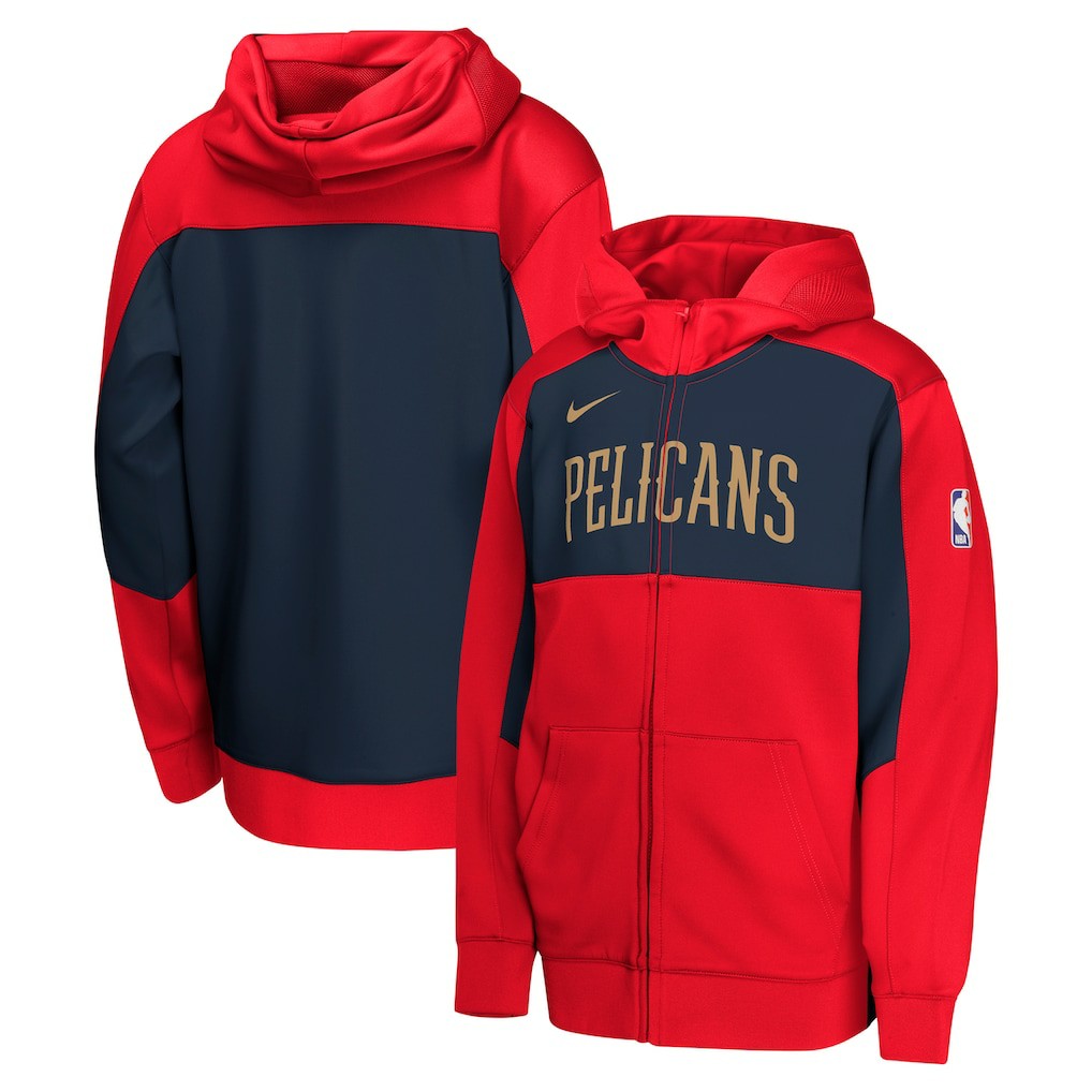 New Orleans Pelicans Youth Authentic On-Court Showtime Performance Full-Zip Hoodie - Red/Navy discount