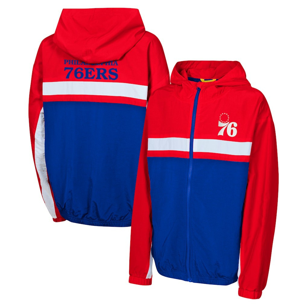 Philadelphia 76ers Youth Headliner Windbreaker Full-Zip Hoodie Jacket - Red sale
