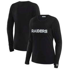 Las Vegas Raiders WEAR by Erin Andrews x Gracie Hunt Women's Mesh Panel Long Sleeve T-Shirt - Black on sale