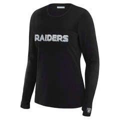 Las Vegas Raiders WEAR by Erin Andrews x Gracie Hunt Women's Mesh Panel Long Sleeve T-Shirt - Black on sale