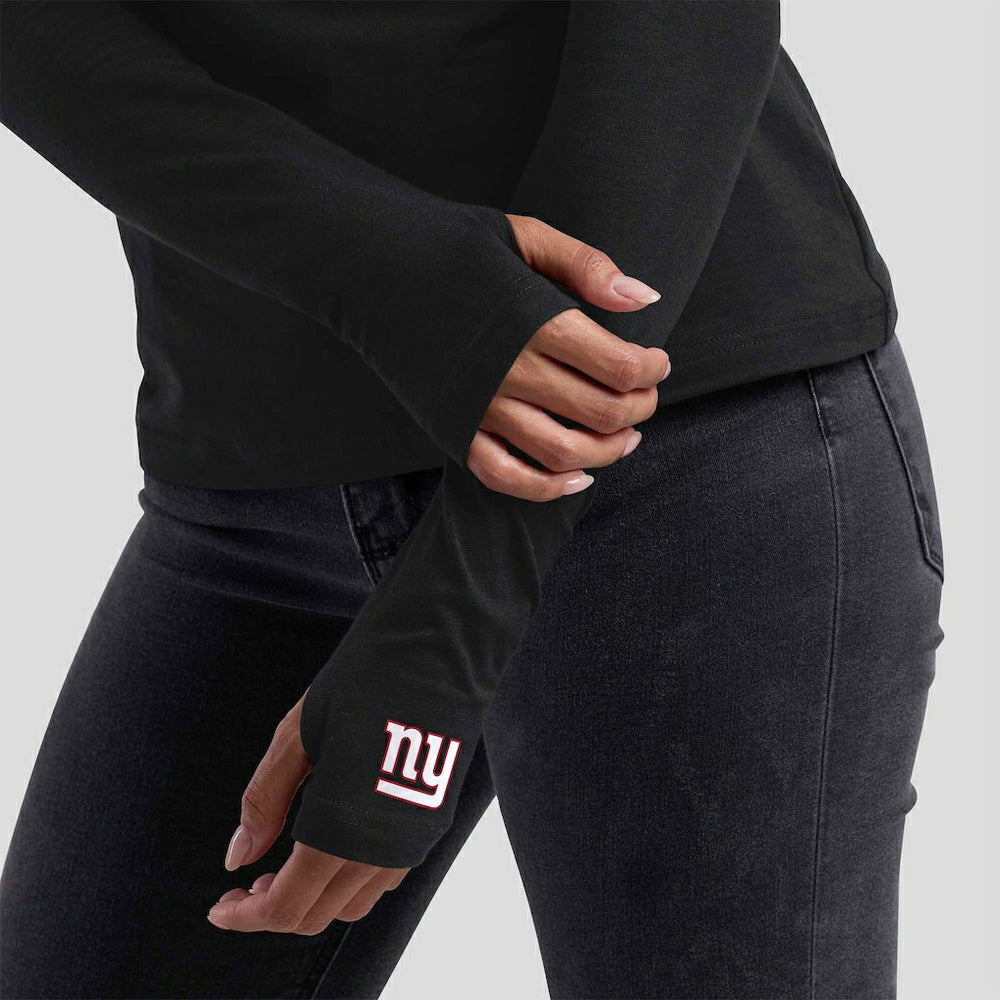 New York Giants WEAR by Erin Andrews x Gracie Hunt Women's Mesh Panel Long Sleeve T-Shirt - Black for sale