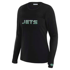 New York Jets WEAR by Erin Andrews x Gracie Hunt Women's Mesh Panel Long Sleeve T-Shirt - Black sale