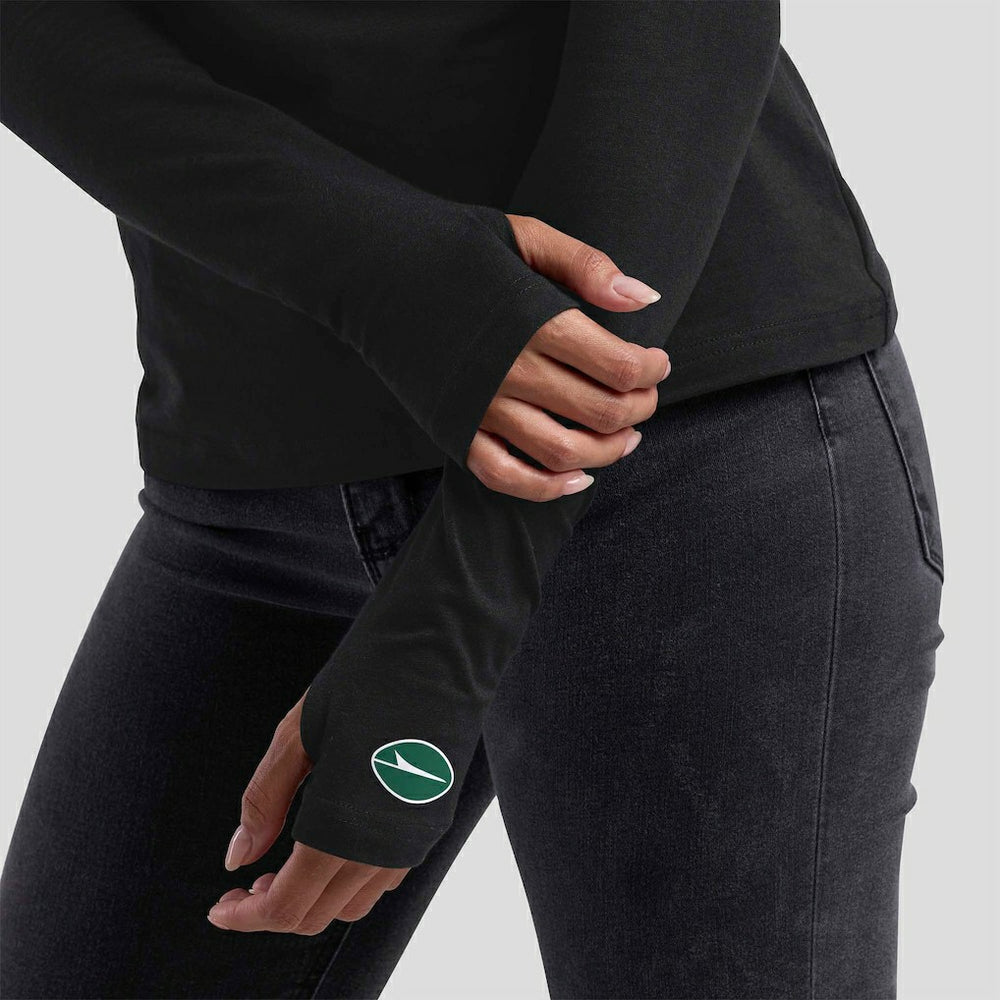 New York Jets WEAR by Erin Andrews x Gracie Hunt Women's Mesh Panel Long Sleeve T-Shirt - Black sale