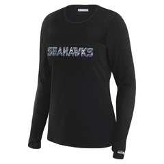 Seattle Seahawks WEAR by Erin Andrews x Gracie Hunt Women's Mesh Panel Long Sleeve T-Shirt - Black online