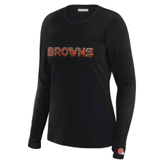 Cleveland Browns WEAR by Erin Andrews x Gracie Hunt Women's Mesh Panel Long Sleeve T-Shirt - Black discount
