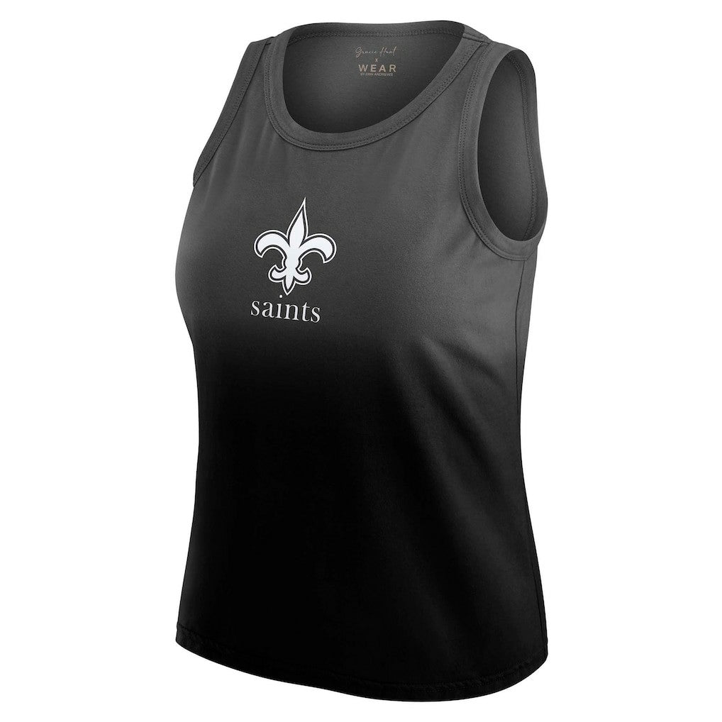 New Orleans Saints WEAR by Erin Andrews x Gracie Hunt Women's Ombre Tank Top - Black discount