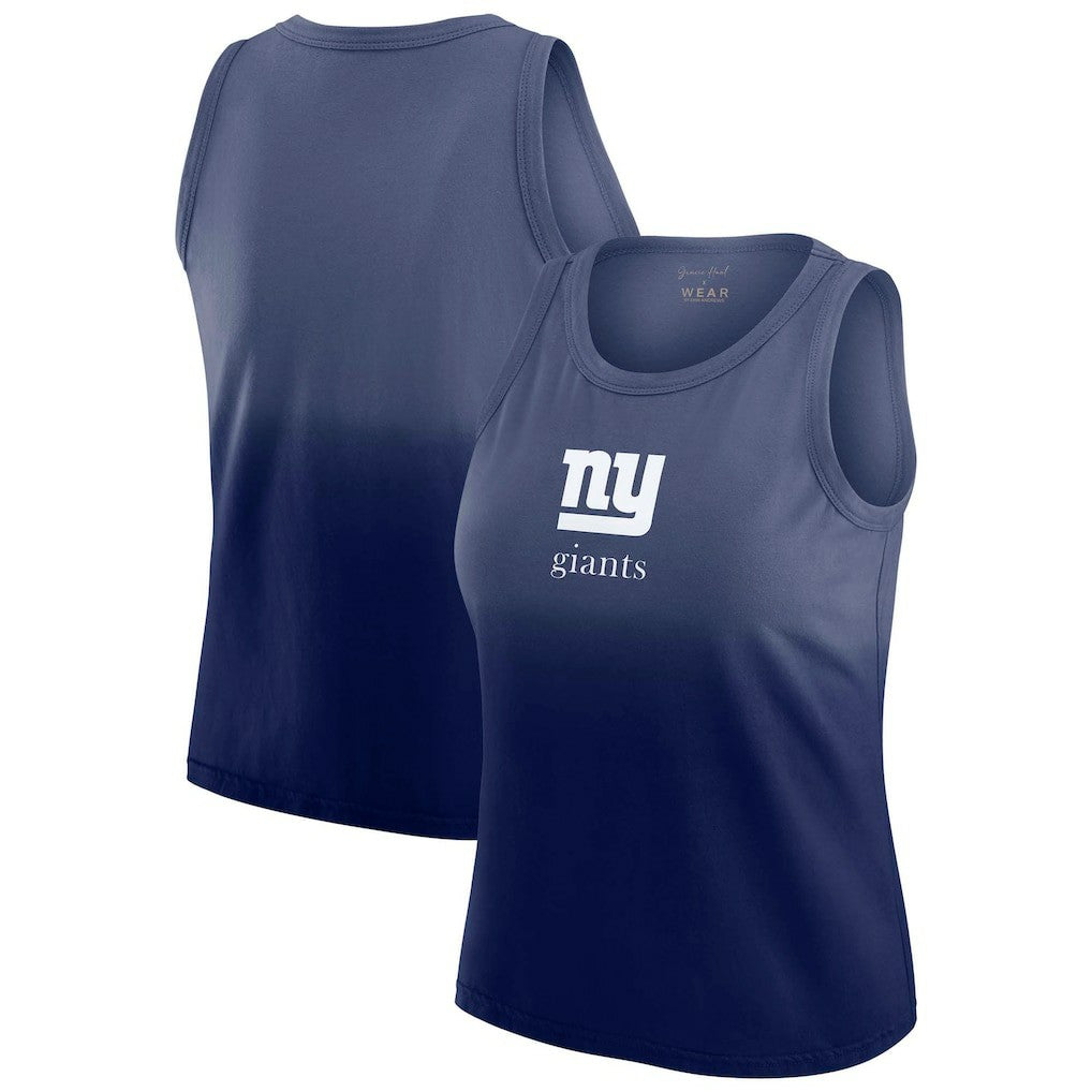 New York Giants WEAR by Erin Andrews x Gracie Hunt Women's Ombre Tank Top - Navy discount