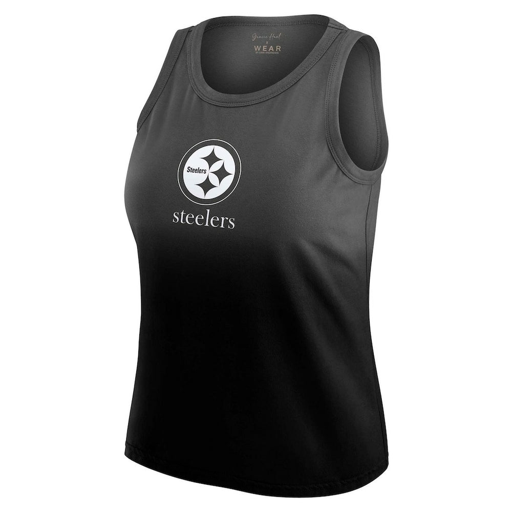 Pittsburgh Steelers WEAR by Erin Andrews x Gracie Hunt Women's Ombre Tank Top - Black discount