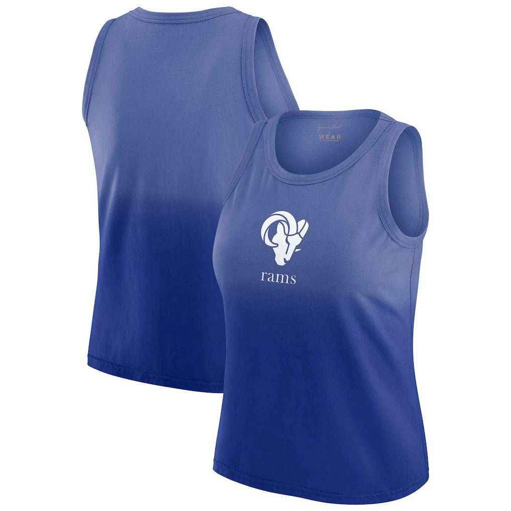 Los Angeles Rams WEAR by Erin Andrews x Gracie Hunt Women's Ombre Tank Top - Royal discount