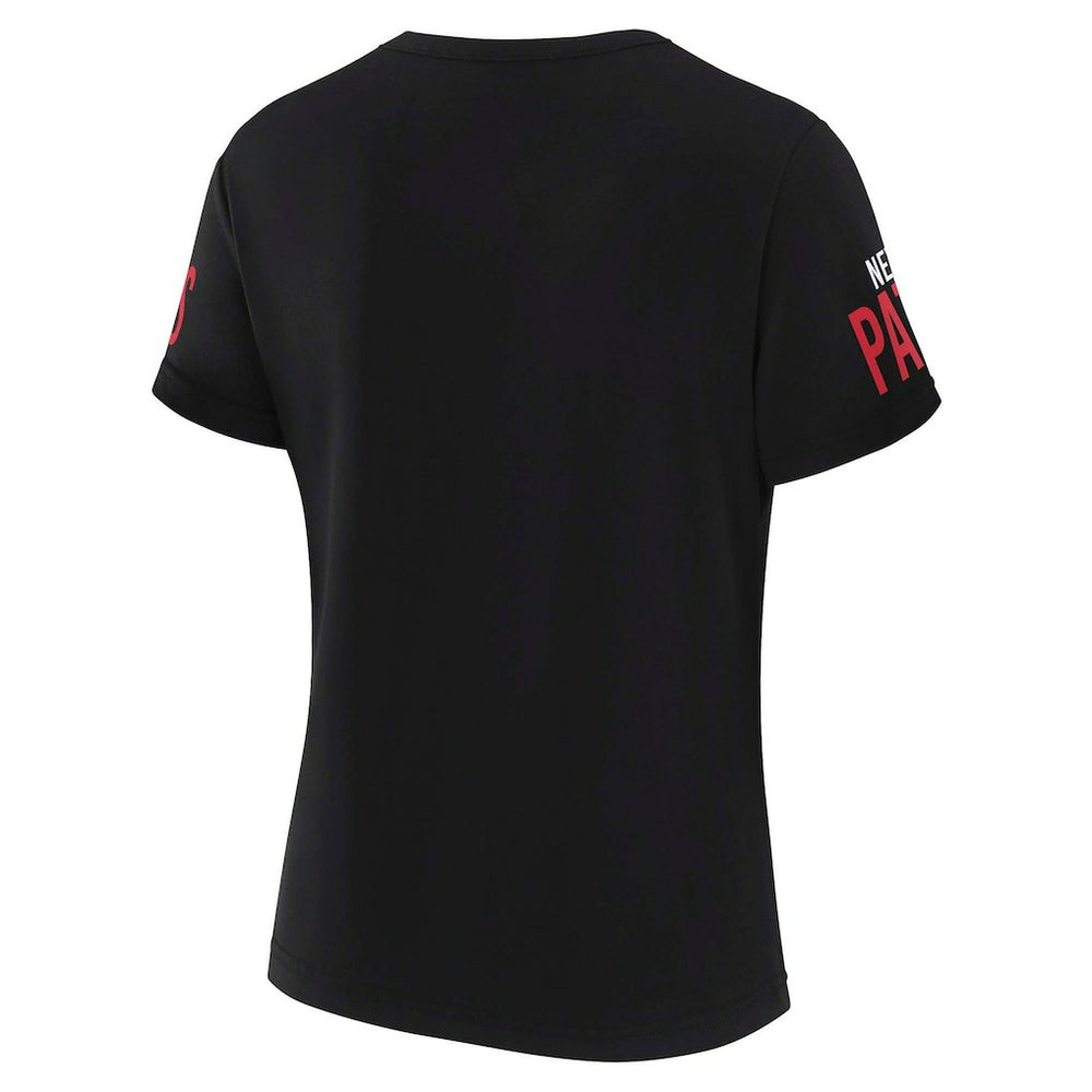 New England Patriots WEAR by Erin Andrews x Gracie Hunt Women's Draft Me Lace-Up T-Shirt - Black for sale