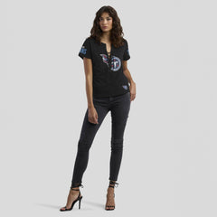 Tennessee Titans WEAR by Erin Andrews x Gracie Hunt Women's Draft Me Lace-Up T-Shirt - Black sale