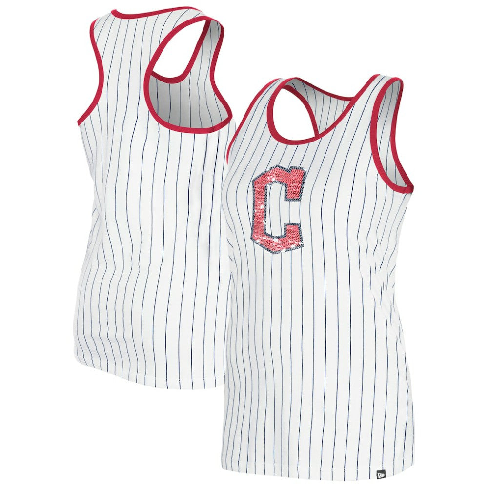 Cleveland Guardians Women's Gameday Pinstripe Tank Top White