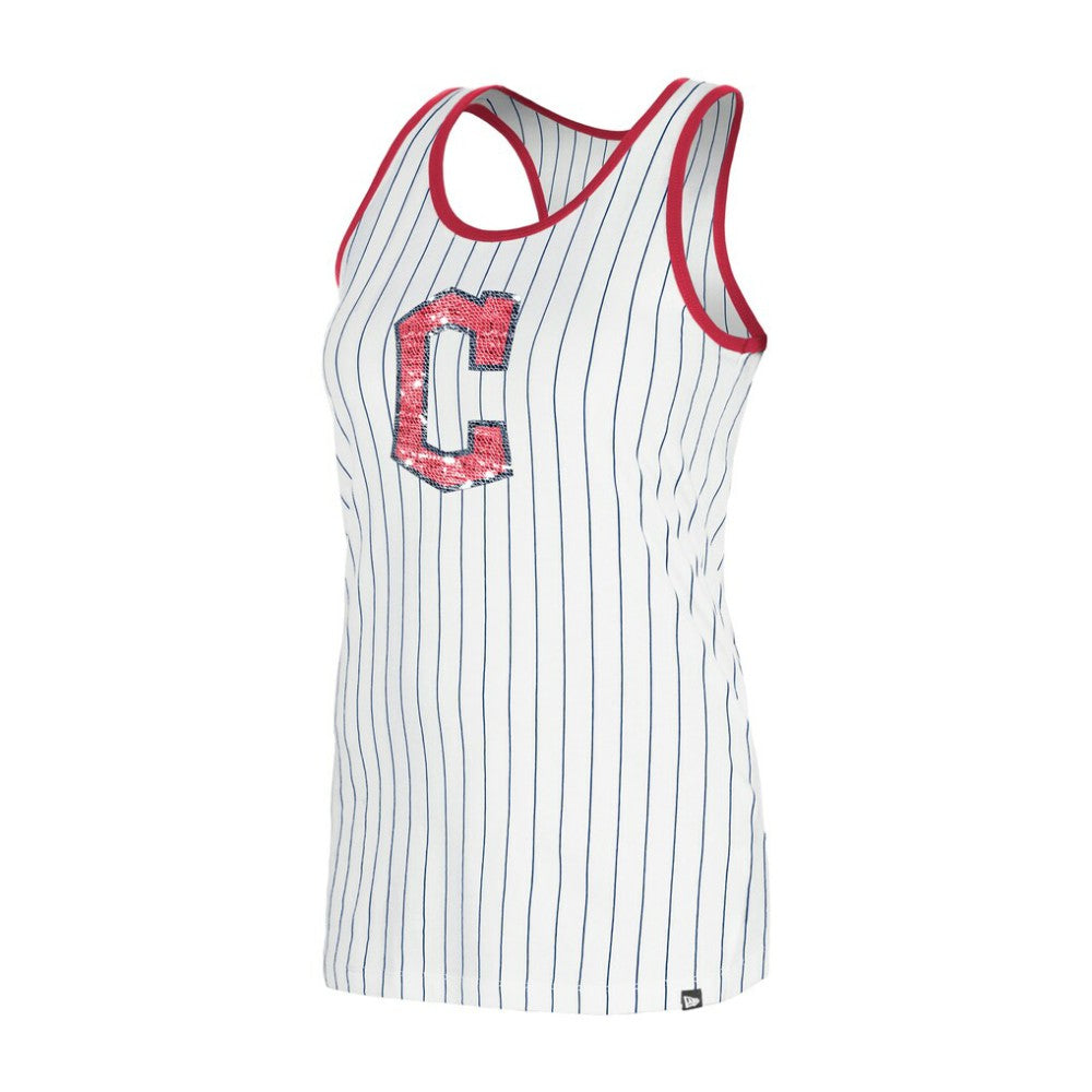 Cleveland Guardians Women's Gameday Pinstripe Tank Top White