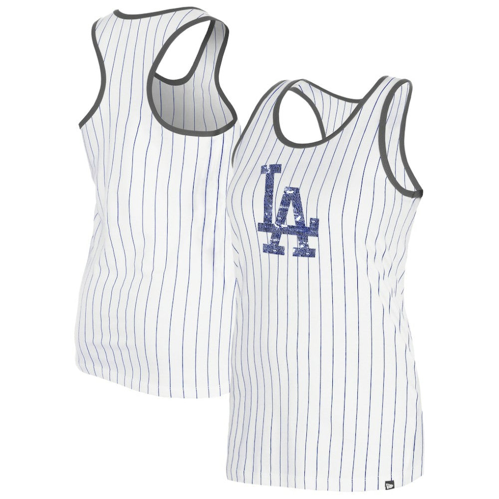 Los Angeles Dodgers Women's Gameday Pinstripe Tank Top White