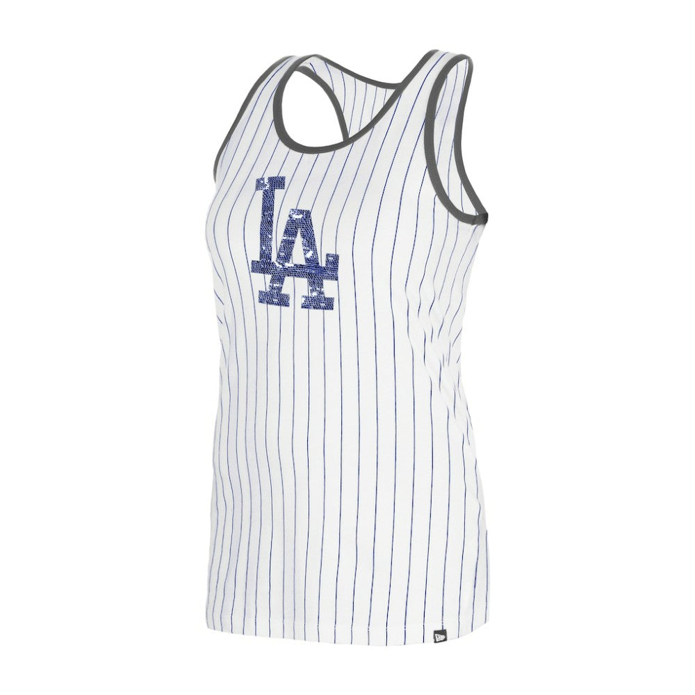 Los Angeles Dodgers Women's Gameday Pinstripe Tank Top White