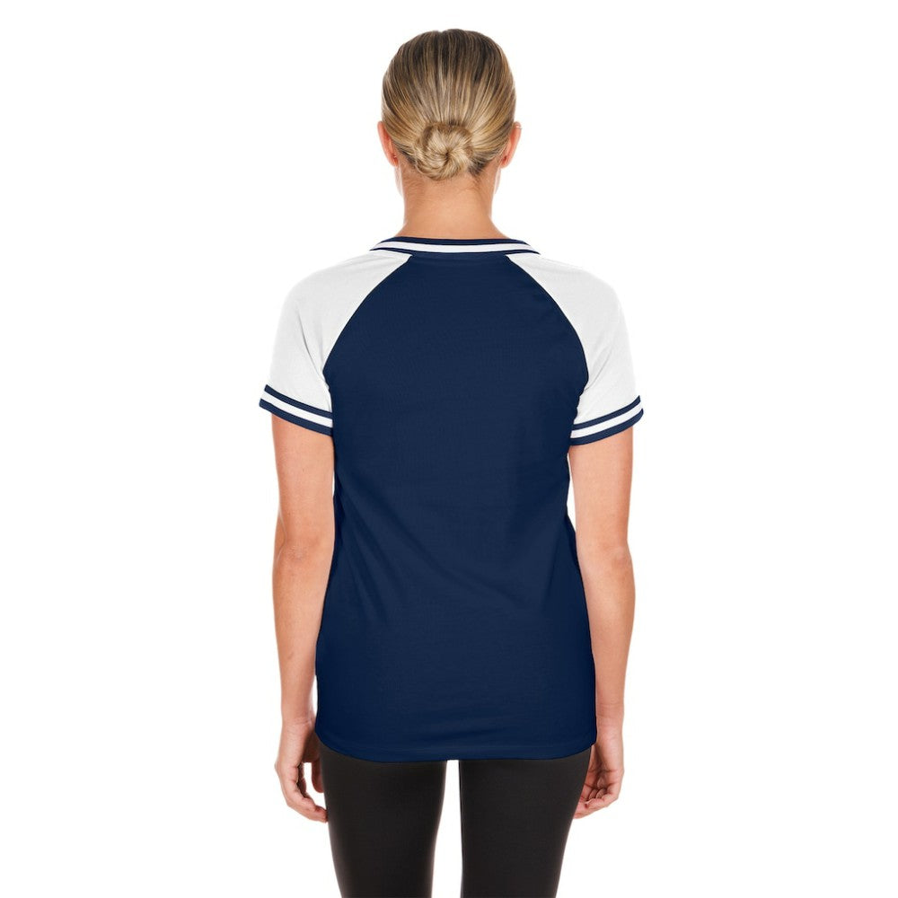 Chicago Cubs Women's Gameday Raglan V-Neck T-Shirt Navy