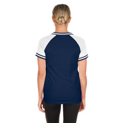 Chicago Cubs Women's Gameday Raglan V-Neck T-Shirt Navy