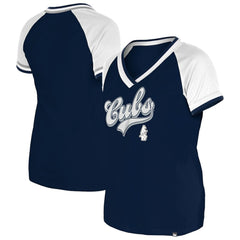 Chicago Cubs Women's Gameday Raglan V-Neck T-Shirt Navy