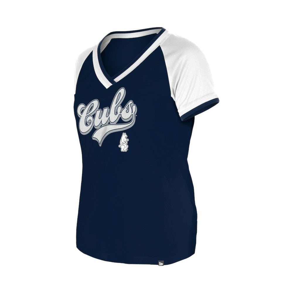 Chicago Cubs Women's Gameday Raglan V-Neck T-Shirt Navy