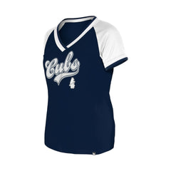 Chicago Cubs Women's Gameday Raglan V-Neck T-Shirt Navy