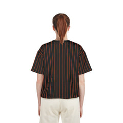 Baltimore Orioles Women's Cooperstown Collection Multiplier Pinstripe Cropped T-Shirt Black
