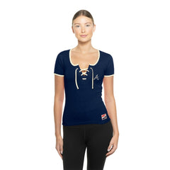 Atlanta Braves Women's Throwback Lace Up T-Shirt Navy