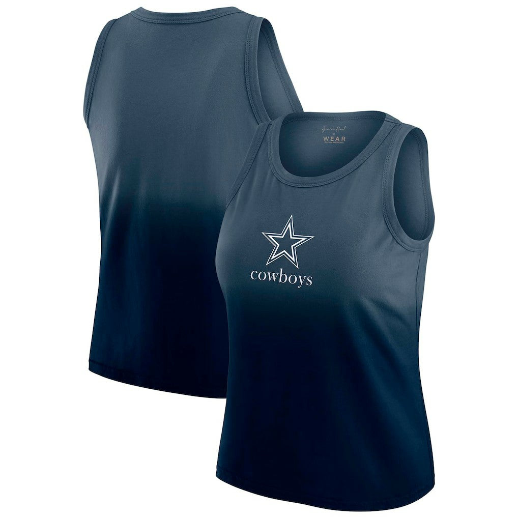 Dallas Cowboys WEAR by Erin Andrews x Gracie Hunt Women's Ombre Tank Top - Navy on sale