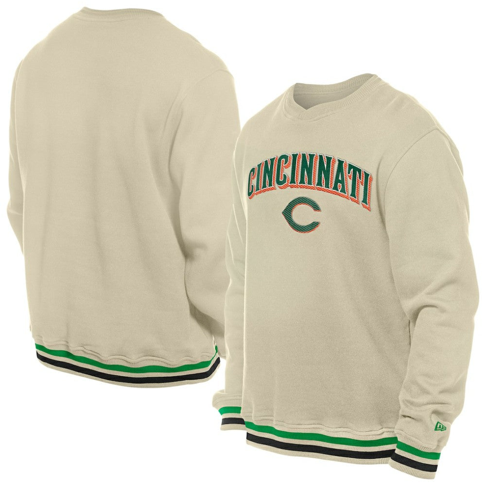 Cincinnati Reds St. Patrick's Day Twill Pullover Sweatshirt Cream