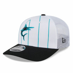 Miami Marlins 2025 Batting Practice 9SEVENTY Stretch-Snap Trucker Hat White/Black