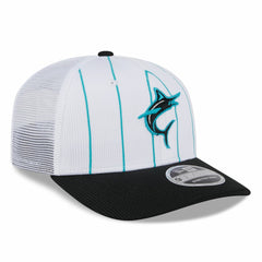 Miami Marlins 2025 Batting Practice 9SEVENTY Stretch-Snap Trucker Hat White/Black