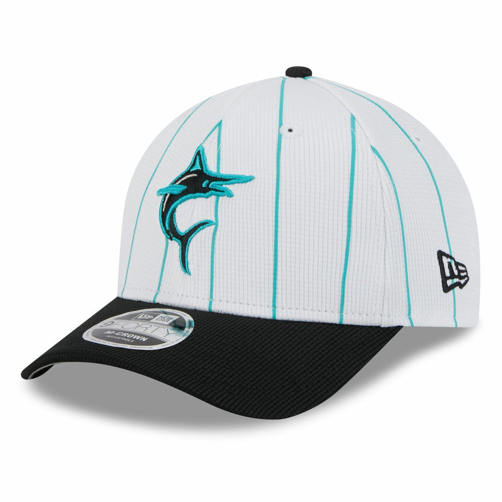 Miami Marlins 2025 Batting Practice 9FORTY M-Crown Adjustable Hat White/Black