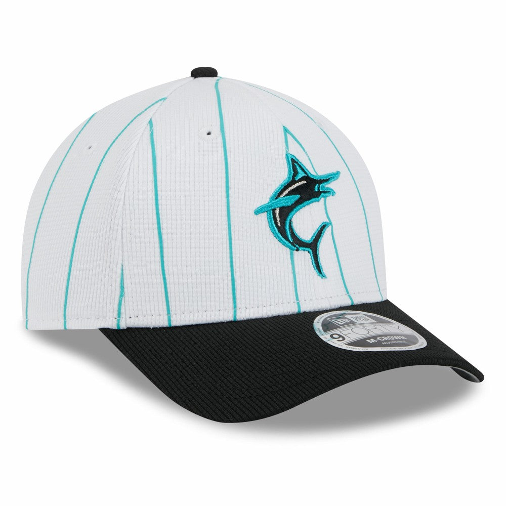 Miami Marlins 2025 Batting Practice 9FORTY M-Crown Adjustable Hat White/Black