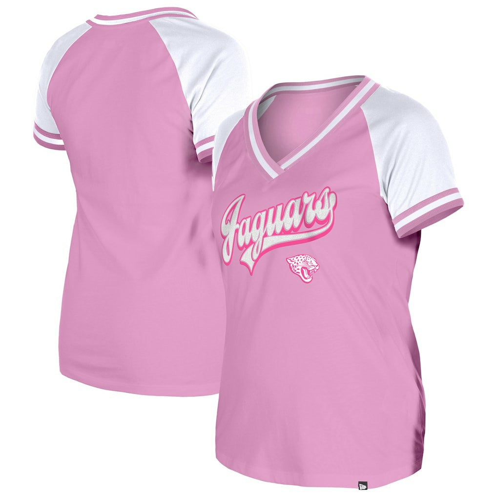 Jacksonville Jaguars New Era Women's Mommy & Me V-Neck T-Shirt - Pink cheap