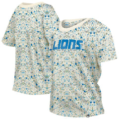 Detroit Lions New Era Women's Glam Game Floral Scoop Neck T-Shirt - Cream for sale