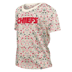 Kansas City Chiefs New Era Women's Glam Game Floral Scoop Neck T-Shirt - Cream sale