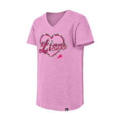Detroit Lions New Era Girls Youth Flip Sequins V-Neck T-Shirt - Pink on sale