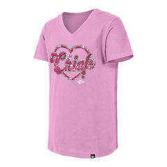 Kansas City Chiefs New Era Girls Youth Flip Sequins V-Neck T-Shirt - Pink online