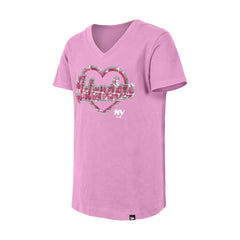 New York Islanders New Era Girl's Youth Flip Sequin V-Neck T-Shirt - Pink T-shirts