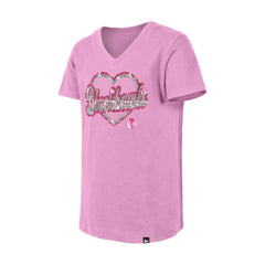 Chicago Blackhawks New Era Girl's Youth Flip Sequin V-Neck T-Shirt - Pink T-shirts