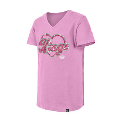 Los Angeles Kings New Era Girl's Youth Flip Sequin V-Neck T-Shirt - Pink T-shirts
