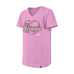 Los Angeles Kings New Era Girl's Youth Flip Sequin V-Neck T-Shirt - Pink T-shirts