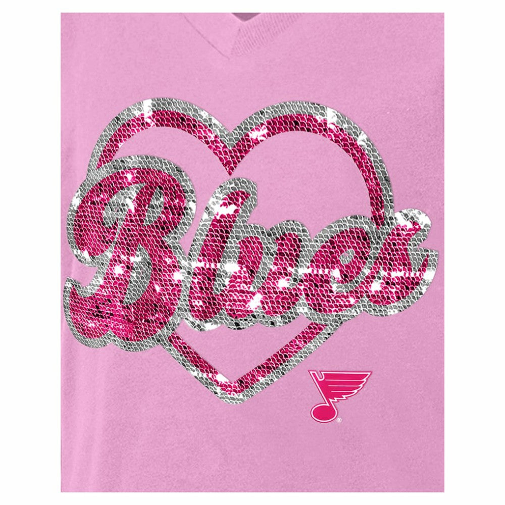 St. Louis Blues New Era Girl's Youth Flip Sequin V-Neck T-Shirt - Pink T-shirts