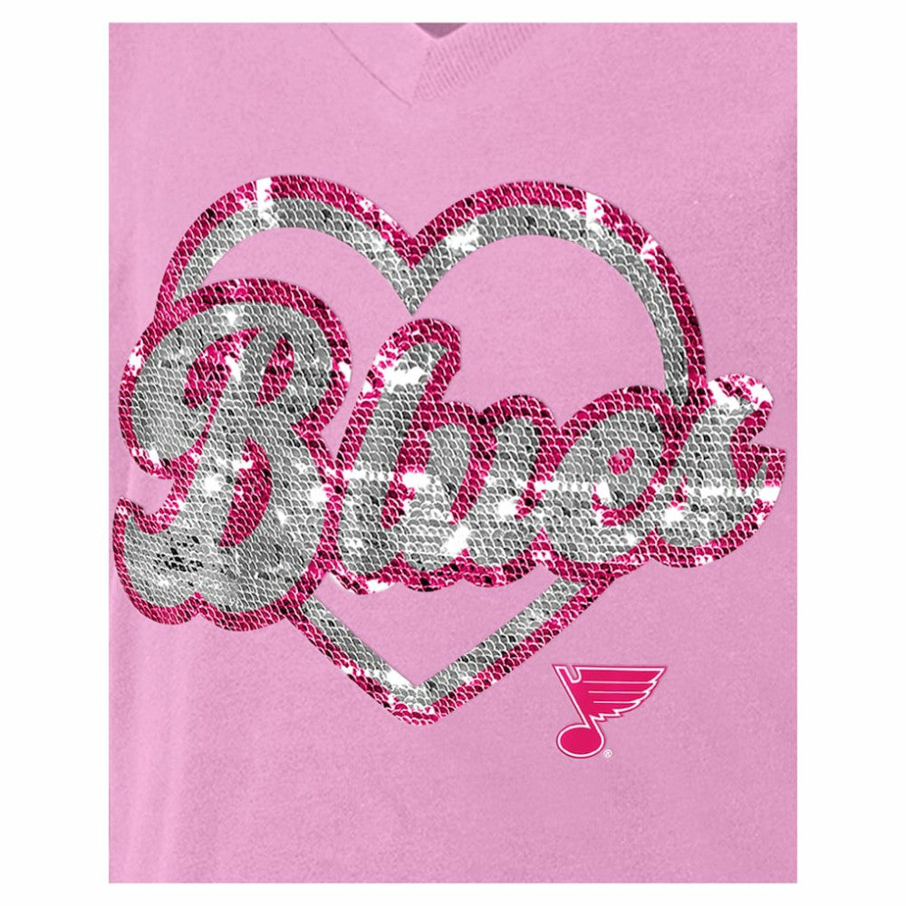 St. Louis Blues New Era Girl's Youth Flip Sequin V-Neck T-Shirt - Pink T-shirts