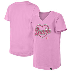 Boston Bruins New Era Girl's Youth Flip Sequin V-Neck T-Shirt - Pink T-shirts