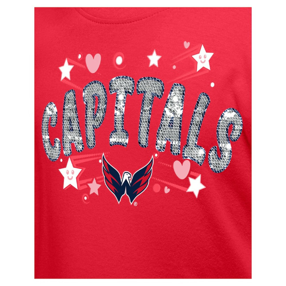 Washington Capitals New Era Girl's Youth Flip Sequin T-Shirt - Red T-shirts