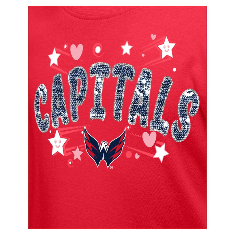 Washington Capitals New Era Girl's Youth Flip Sequin T-Shirt - Red T-shirts