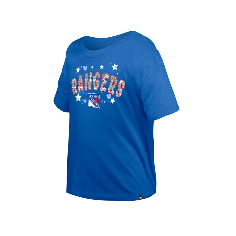 New York Rangers New Era Girl's Youth Flip Sequin T-Shirt - Blue T-shirts