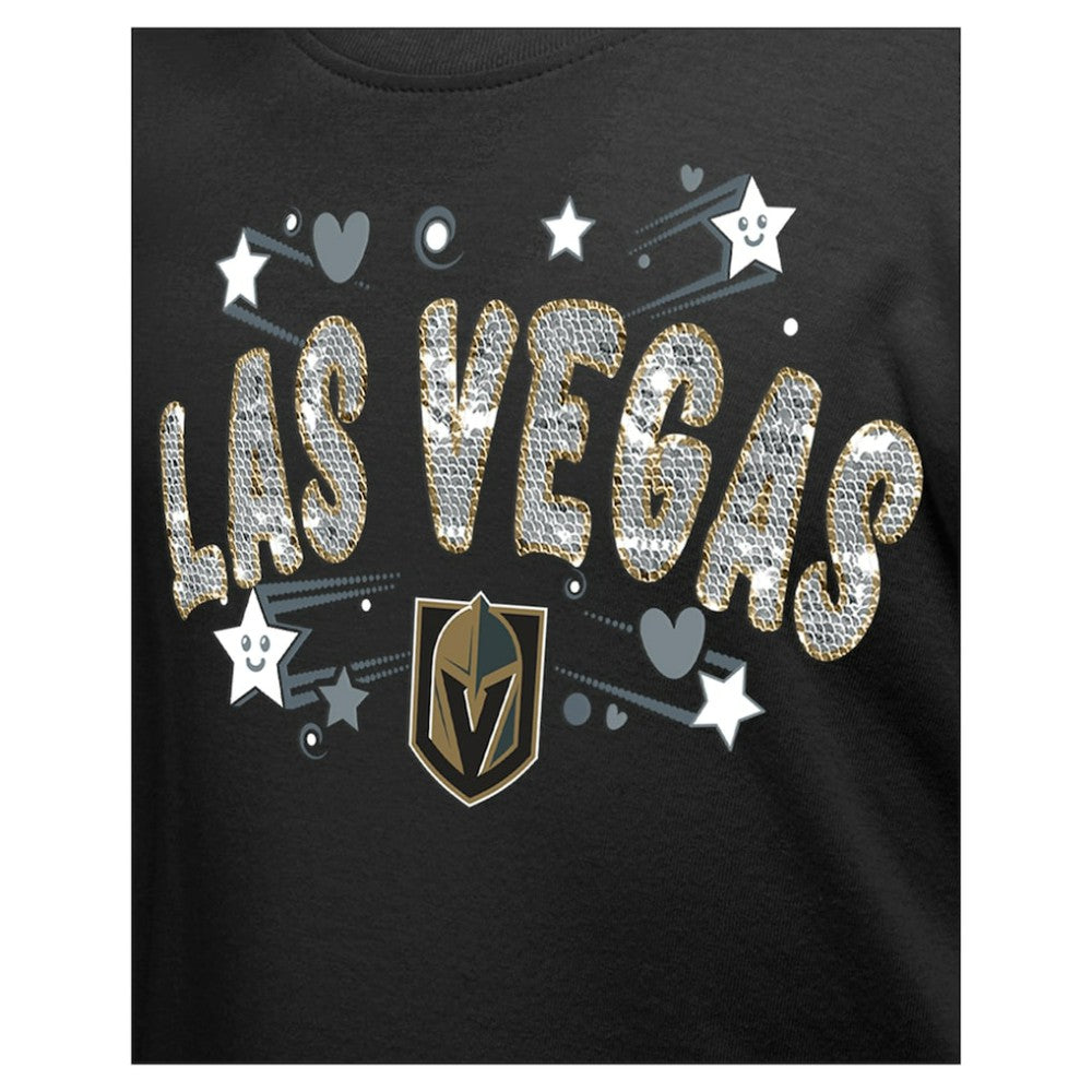 Vegas Golden Knights New Era Girl's Youth Flip Sequin T-Shirt - Black T-shirts